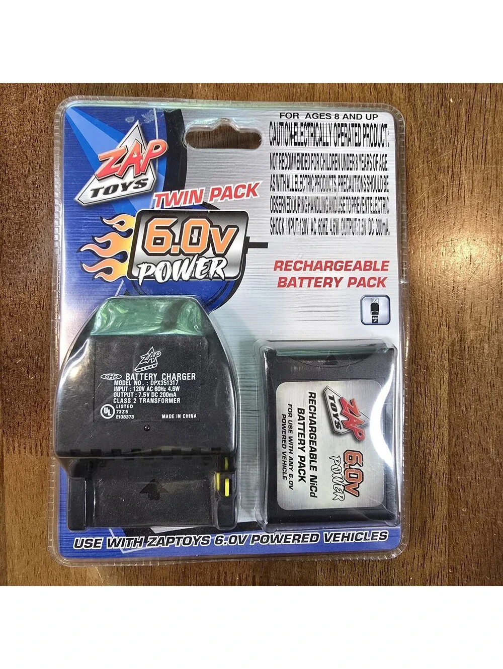 Zap Toys 6.0v Rechargeable Ni-Cd RC Car Battery & Charger Sealed 6758